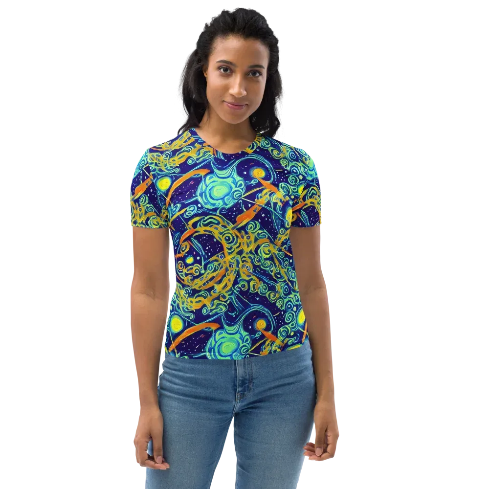 Blue Flame Cosmos on Women's Crew Neck T-Shirt — Front