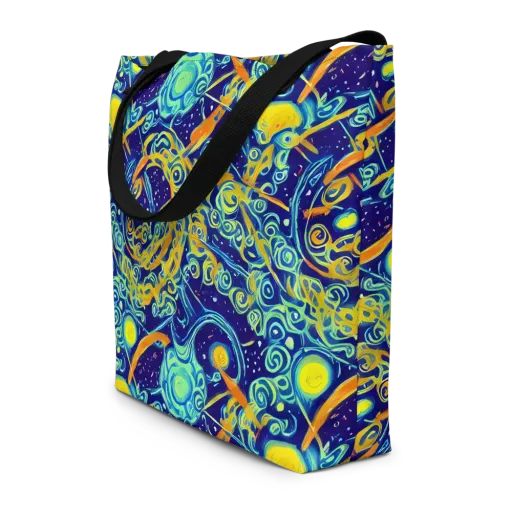 Blue Flame Cosmos on a Large Tote Bag W/ Pocket