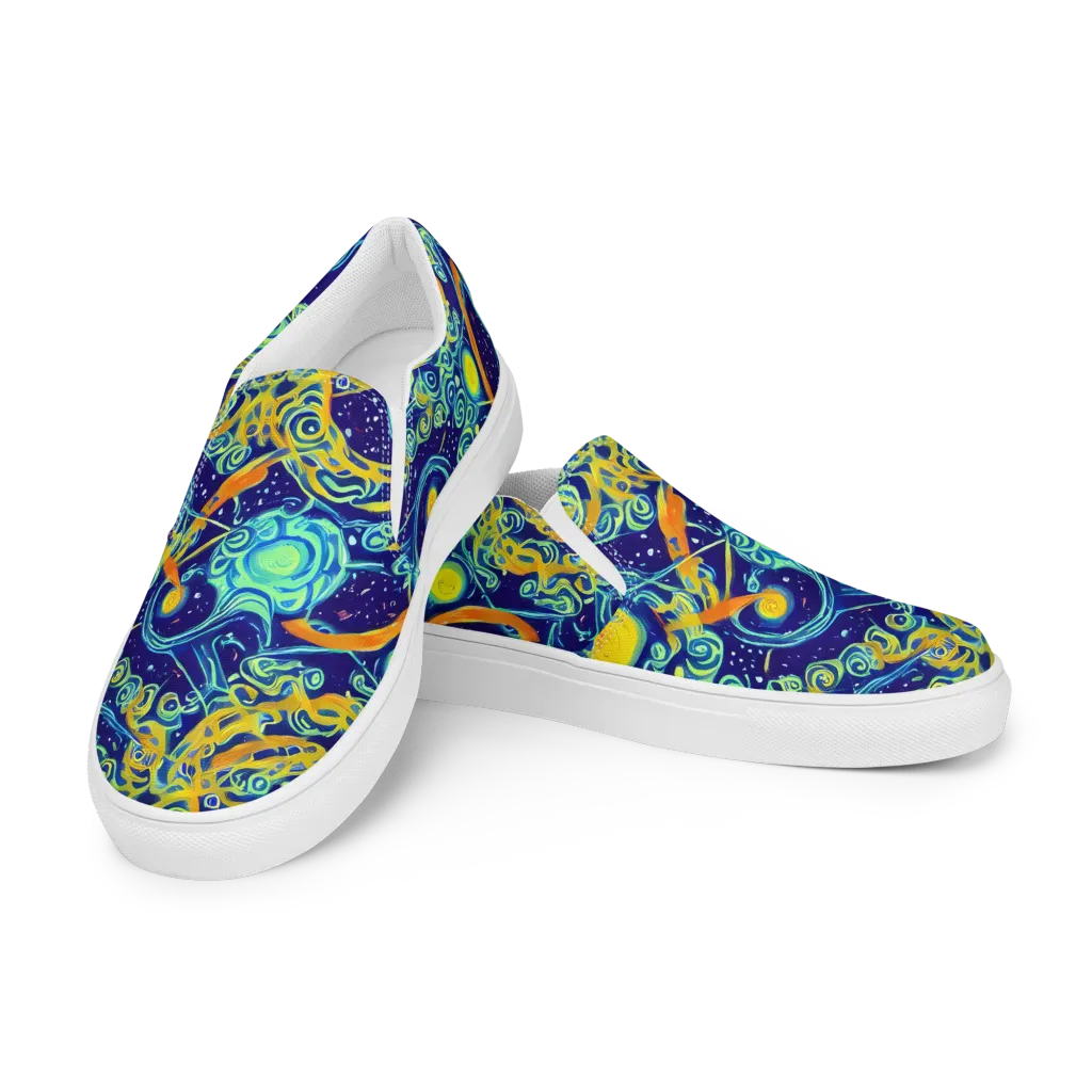 Blue Flame Cosmos on Women's Slip-On Canvas Shoes — Left Front