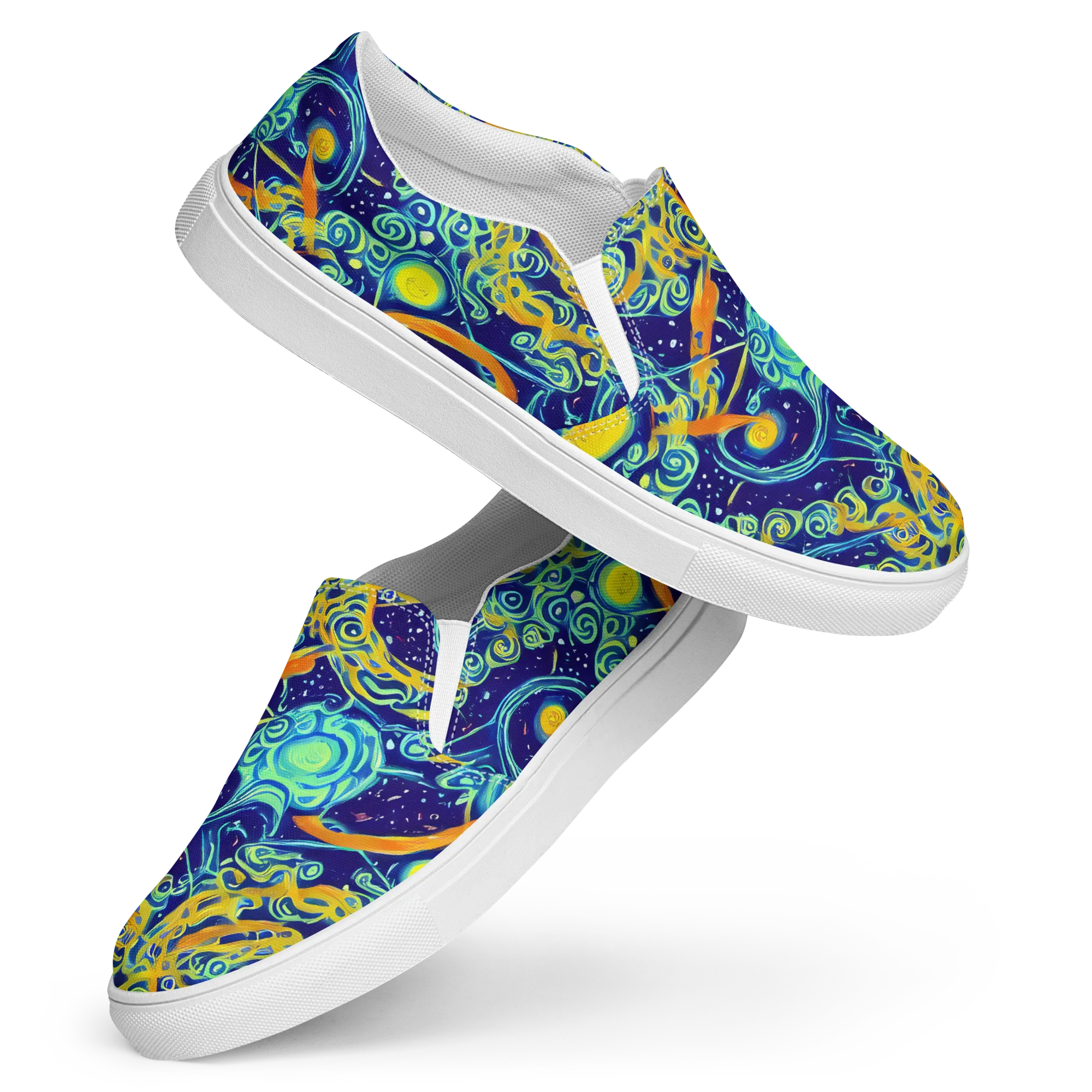 Blue Flame Cosmos on Women's Slip-On Canvas Shoes — Front