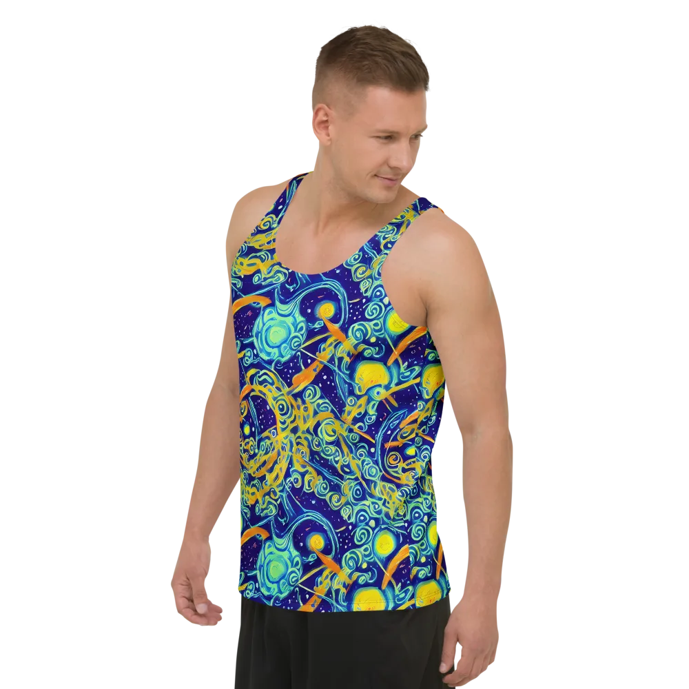Blue Flame Cosmos on Men's Tank Top — Left Front