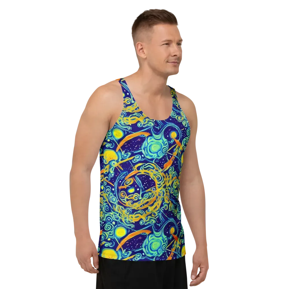 Blue Flame Cosmos on Men's Tank Top — Right Front
