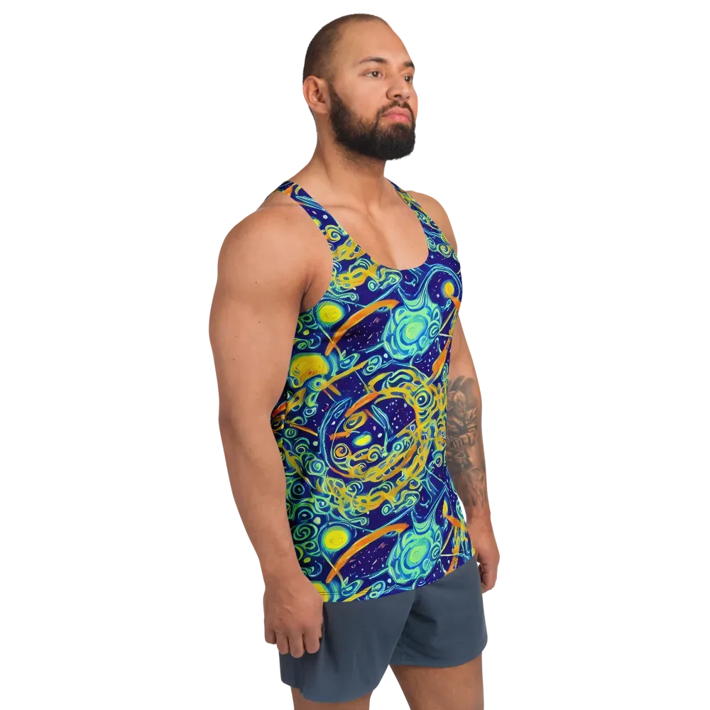 Blue Flame Cosmos on Men's Tank Top — Right Front