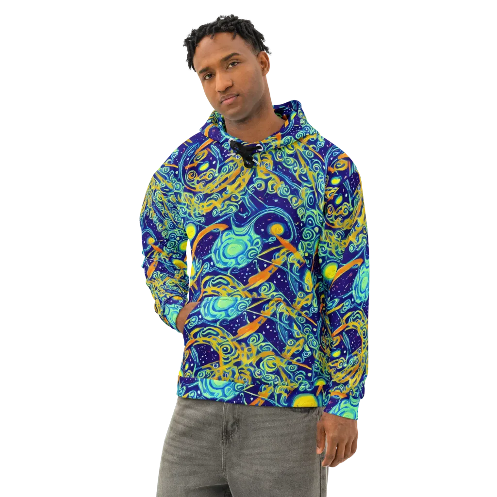 Blue Flame Cosmos on Cotton Hoodie — Left Front
