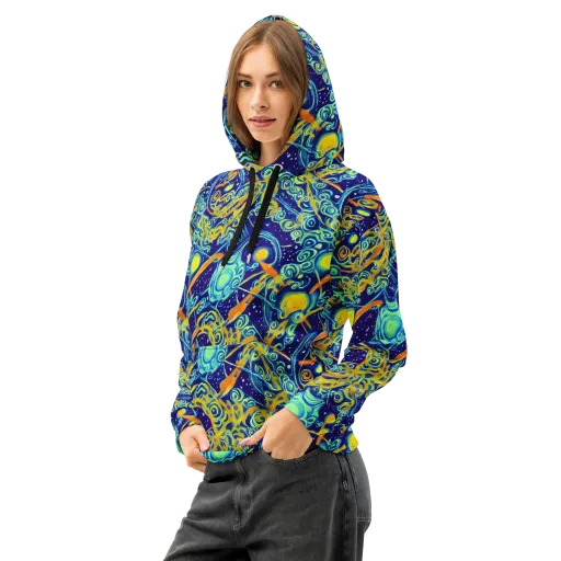Blue Flame Cosmos on a Cotton Hoodie