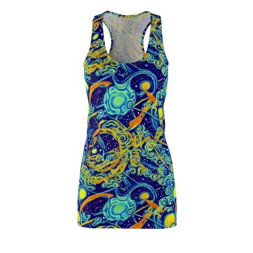 Blue Flame Cosmos on a Racerback Dress