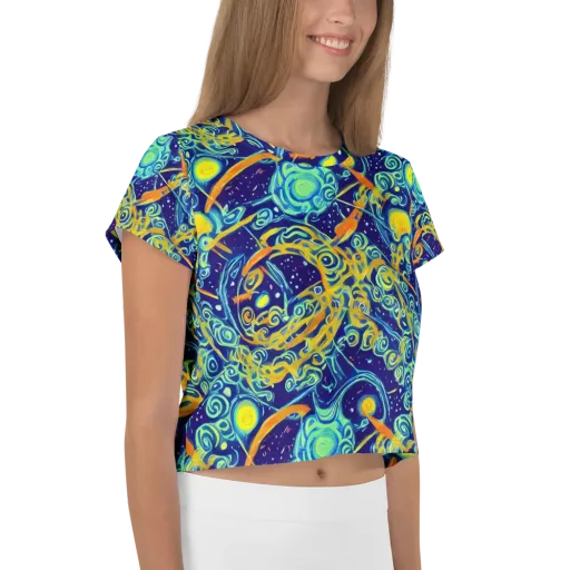 Blue Flame Cosmos on a Crop Tee