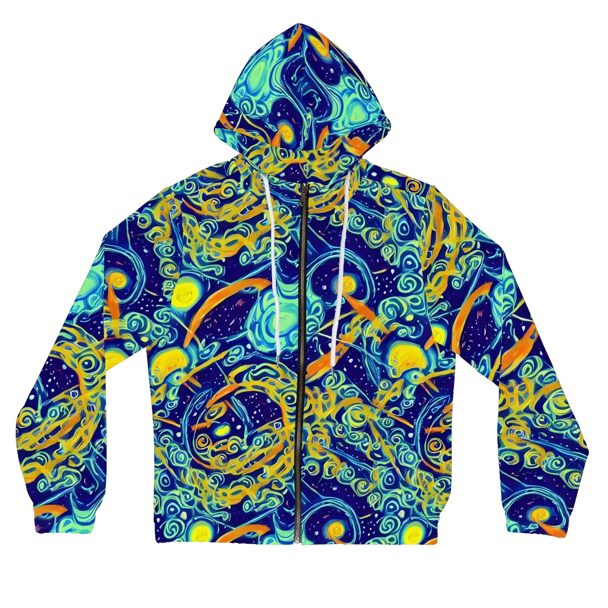 Blue Flame Cosmos on Women's Full-Zip Hoodie — Front
