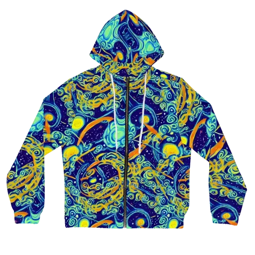 Blue Flame Cosmos on a Women's Full-Zip Hoodie