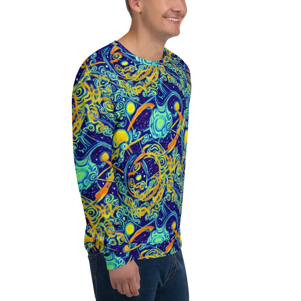 Blue Flame Cosmos on Sweatshirt — Right Front