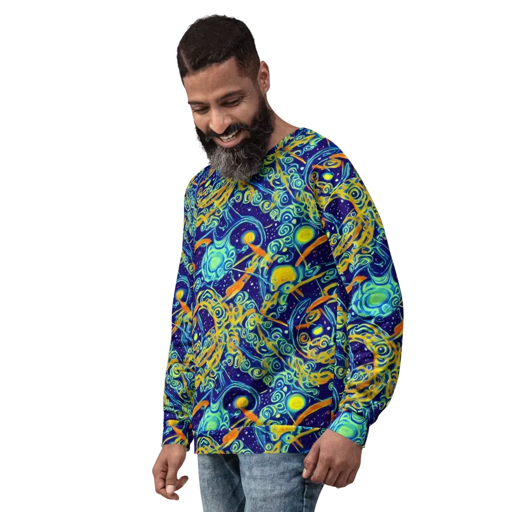 Blue Flame Cosmos on Sweatshirt — Left Front