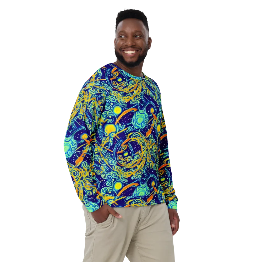 Blue Flame Cosmos on Sweatshirt — Front