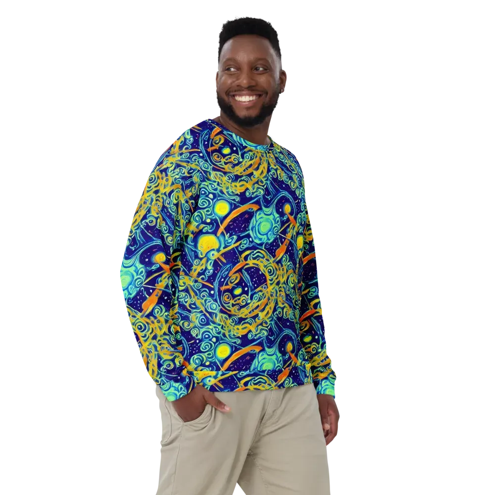 Blue Flame Cosmos on Sweatshirt — Front
