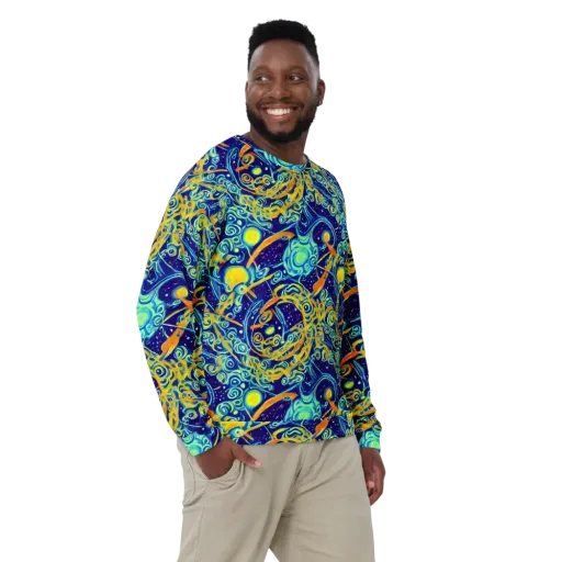 Blue Flame Cosmos on a Sweatshirt