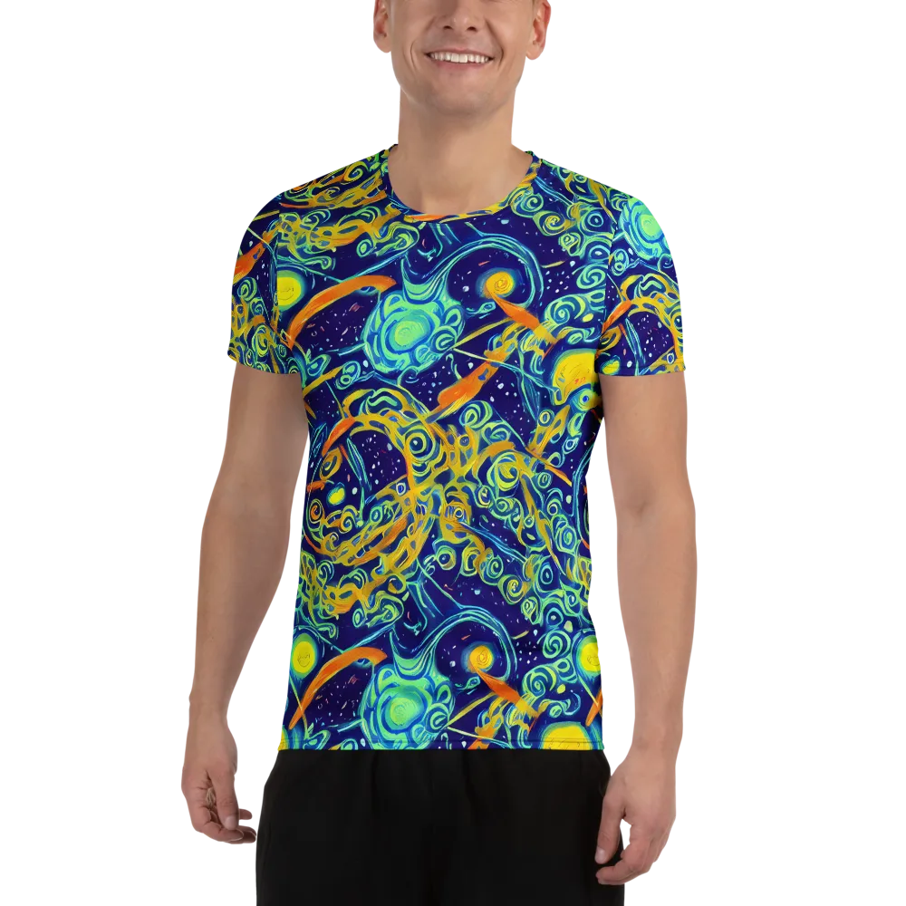 Blue Flame Cosmos on Men's Athletic T-Shirt — Front