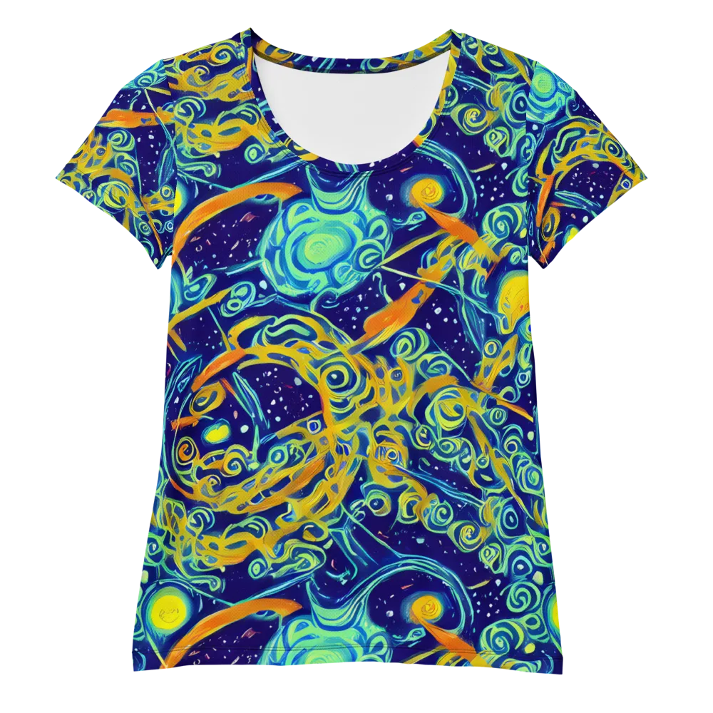 Blue Flame Cosmos on Women's Athletic T-Shirt — Front