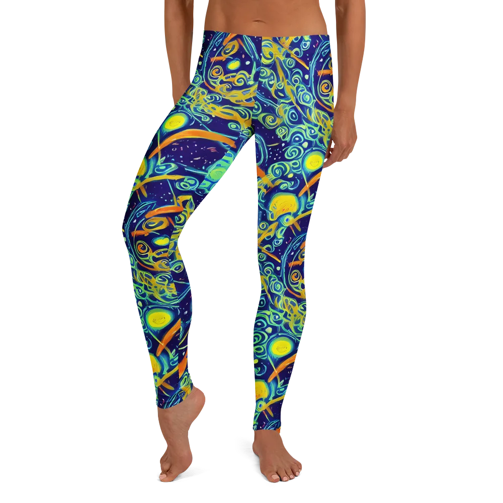 Blue Flame Cosmos on Leggings — Front
