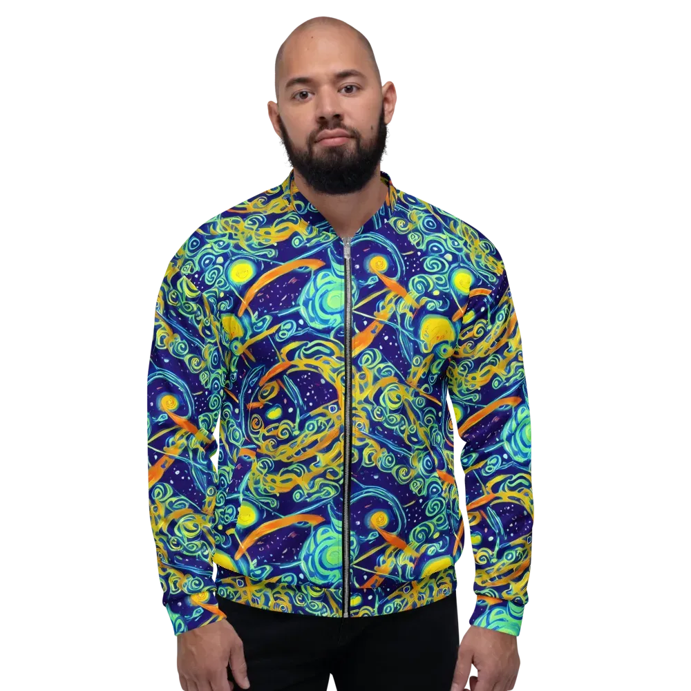 Blue Flame Cosmos on Bomber Jacket — Front
