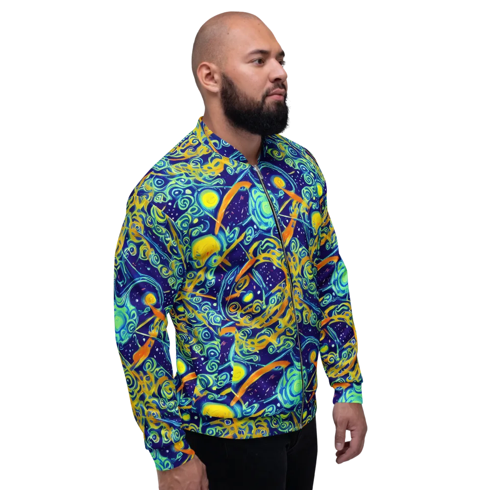 Blue Flame Cosmos on Bomber Jacket — Right