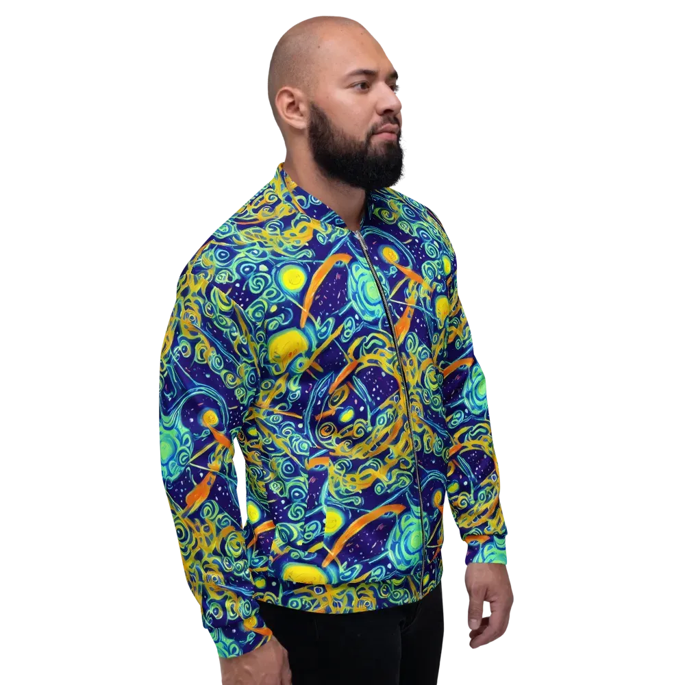 Blue Flame Cosmos on Bomber Jacket — Right