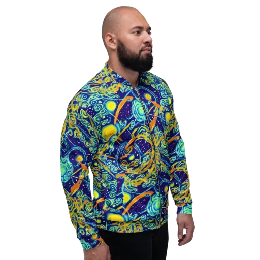 Blue Flame Cosmos on a Bomber Jacket