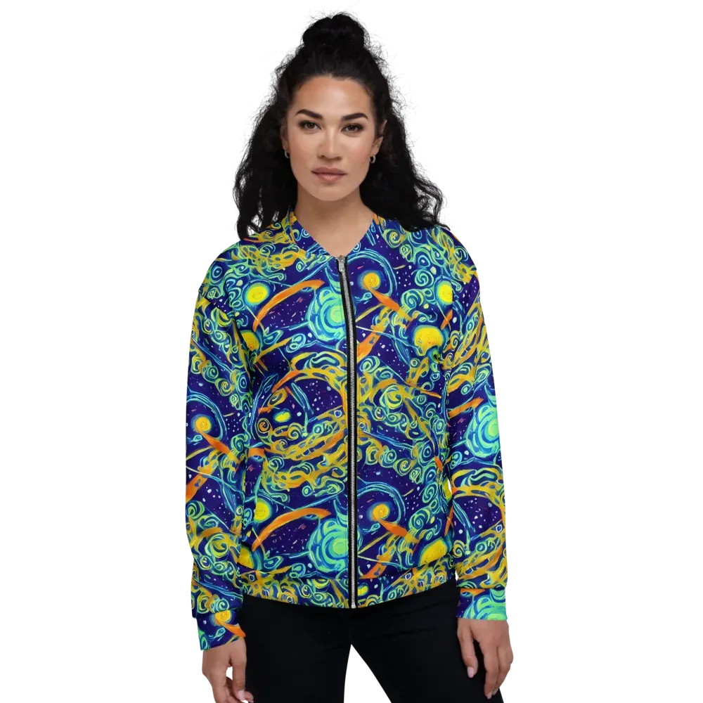 Blue Flame Cosmos on Bomber Jacket — Front