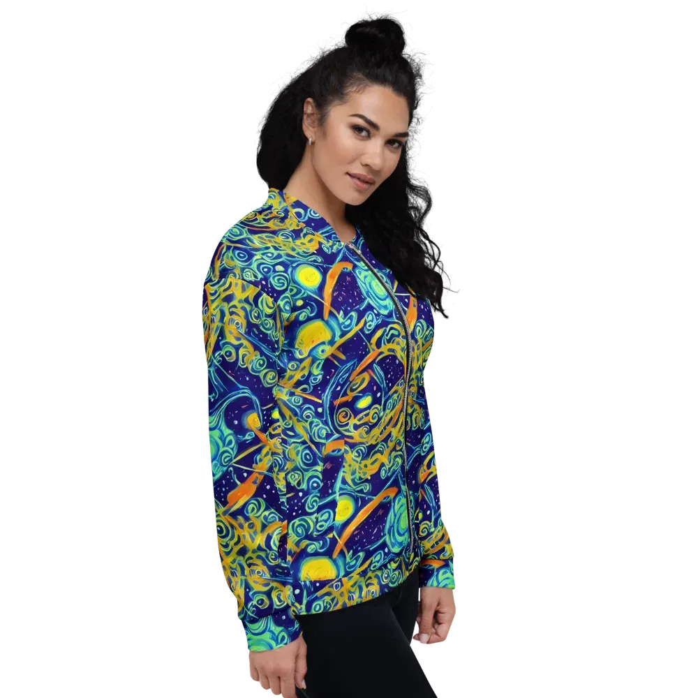 Blue Flame Cosmos on Bomber Jacket — Right