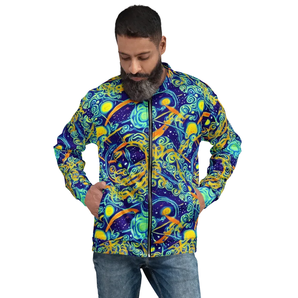 Blue Flame Cosmos on Bomber Jacket — Front