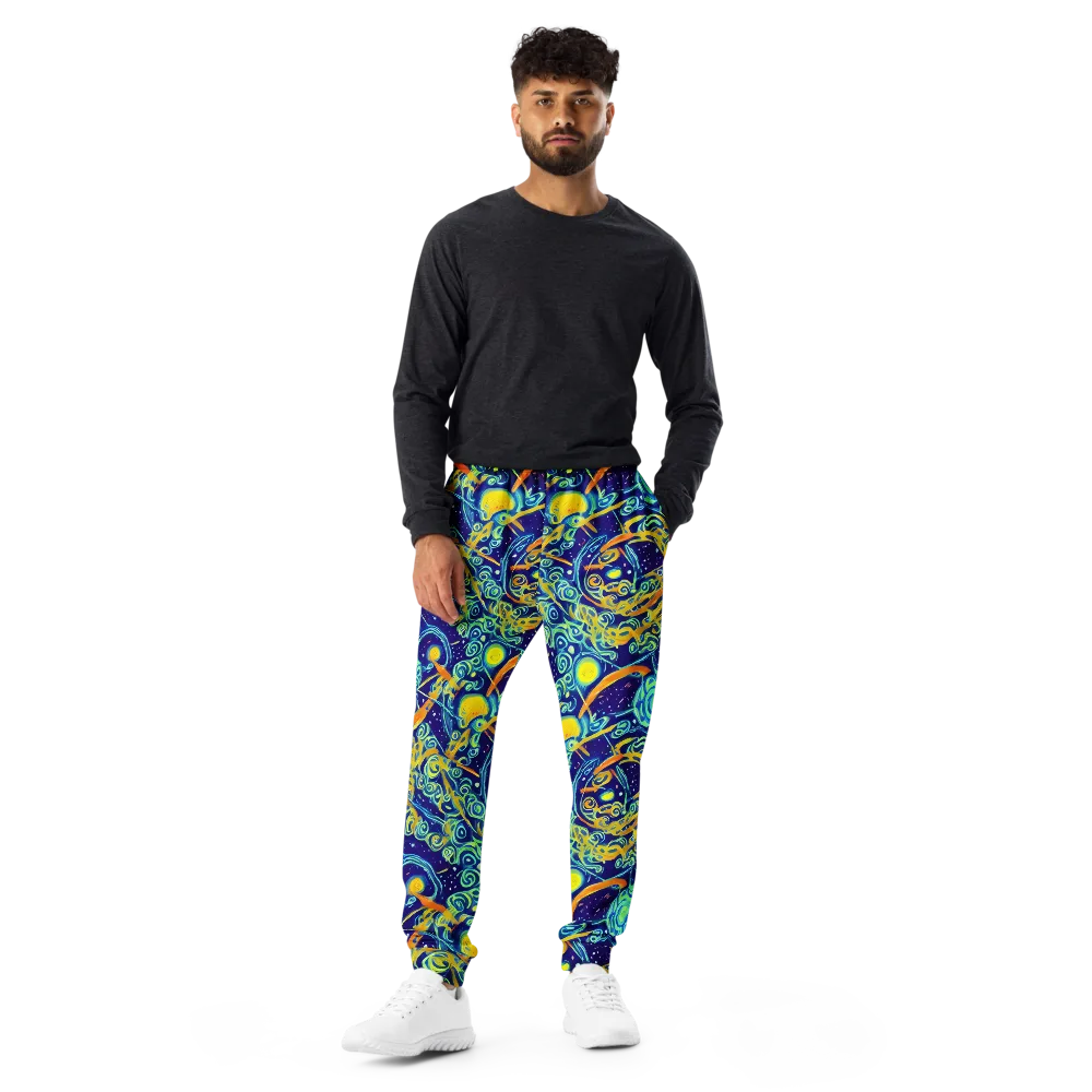 Blue Flame Cosmos on Men's Joggers — Front