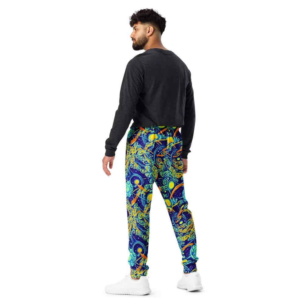 Blue Flame Cosmos on Men's Joggers — Back
