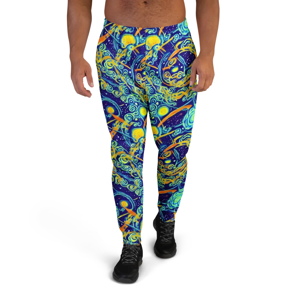 Blue Flame Cosmos on Men's Joggers — Front