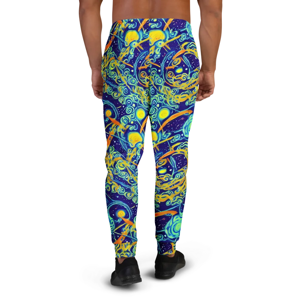 Blue Flame Cosmos on Men's Joggers — Back