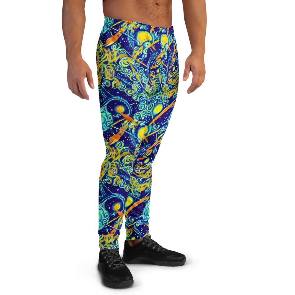 Blue Flame Cosmos on Men's Joggers — Right