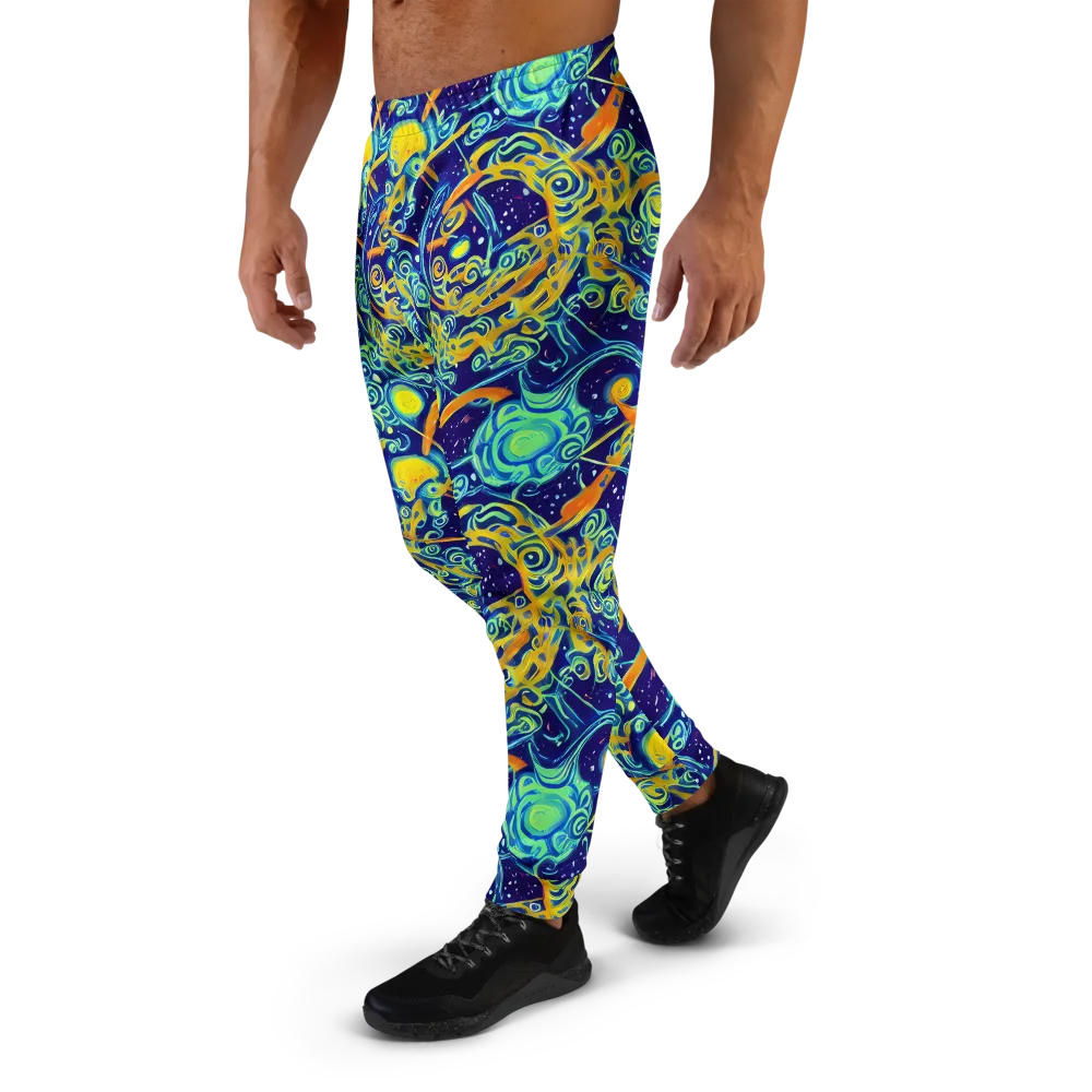 Blue Flame Cosmos on Men's Joggers — Left