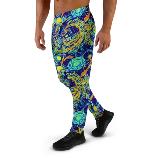 Blue Flame Cosmos on a Men's Joggers