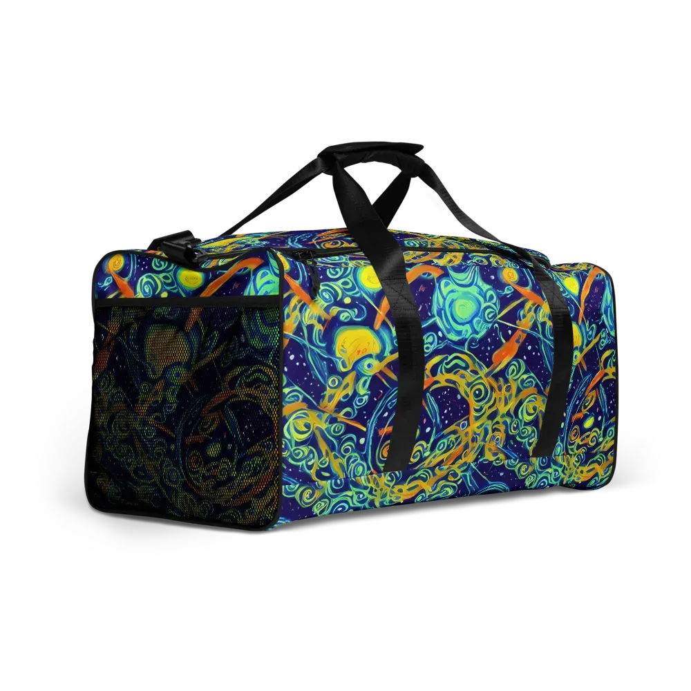 Blue Flame Cosmos on Duffle Bag — Right Front