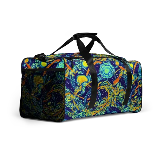 Blue Flame Cosmos on a Duffle Bag