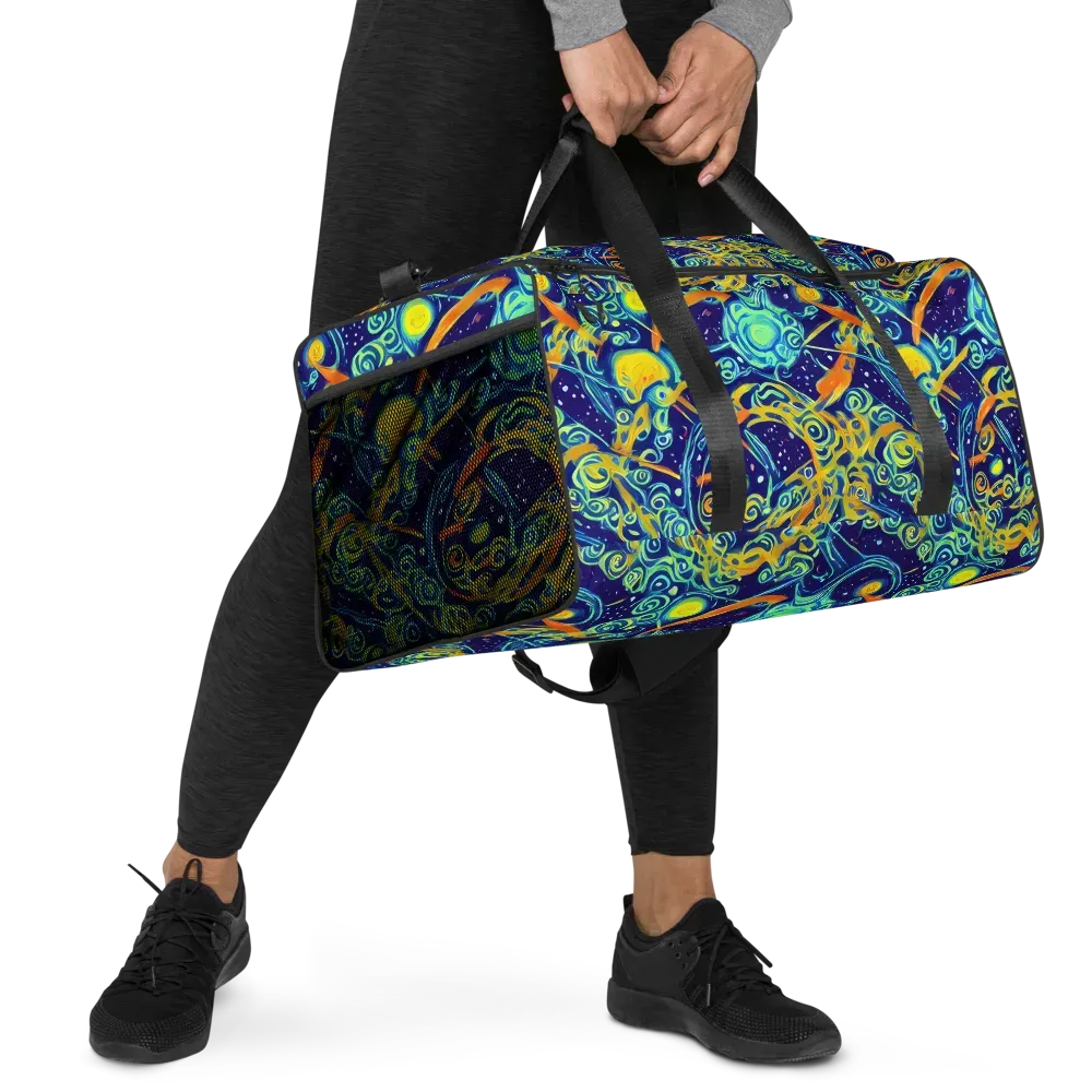 Blue Flame Cosmos on Duffle Bag — Right Front