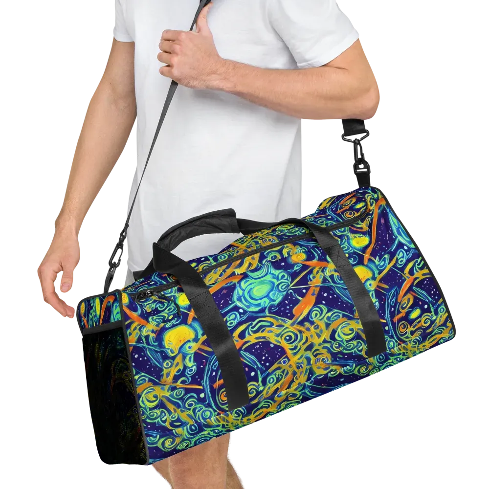 Blue Flame Cosmos on Duffle Bag — Right Front
