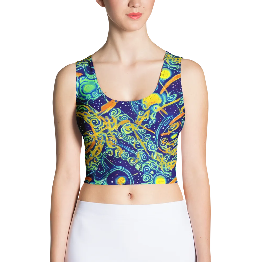 Blue Flame Cosmos on Crop Top — Front