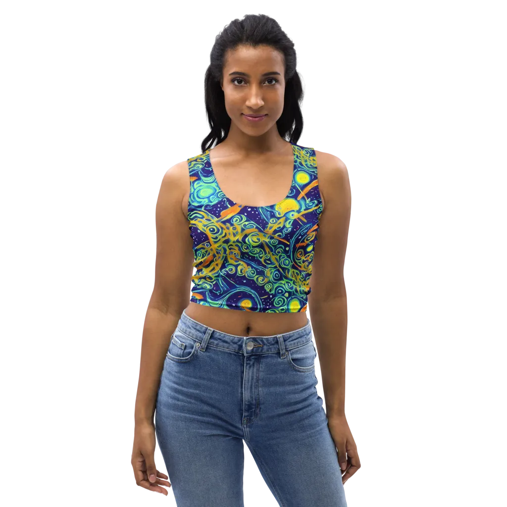Blue Flame Cosmos on Crop Top — Front