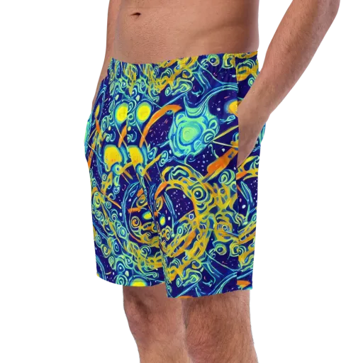 Blue Flame Cosmos on a Swim Trunks