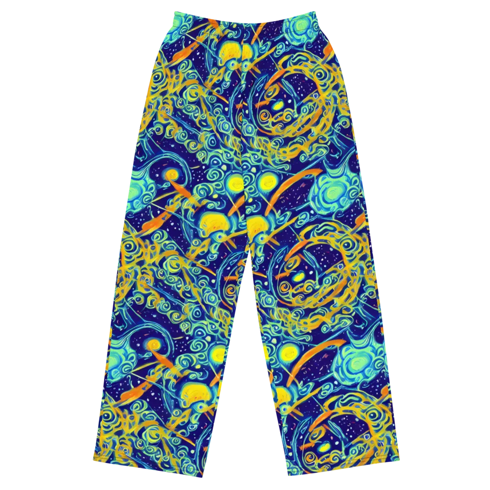 Blue Flame Cosmos on Wide-Leg Pants — Front