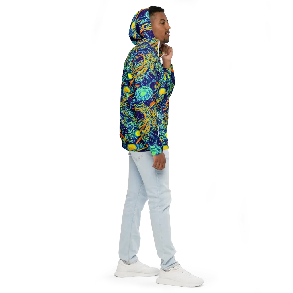 Blue Flame Cosmos on Men's Windbreaker — Right