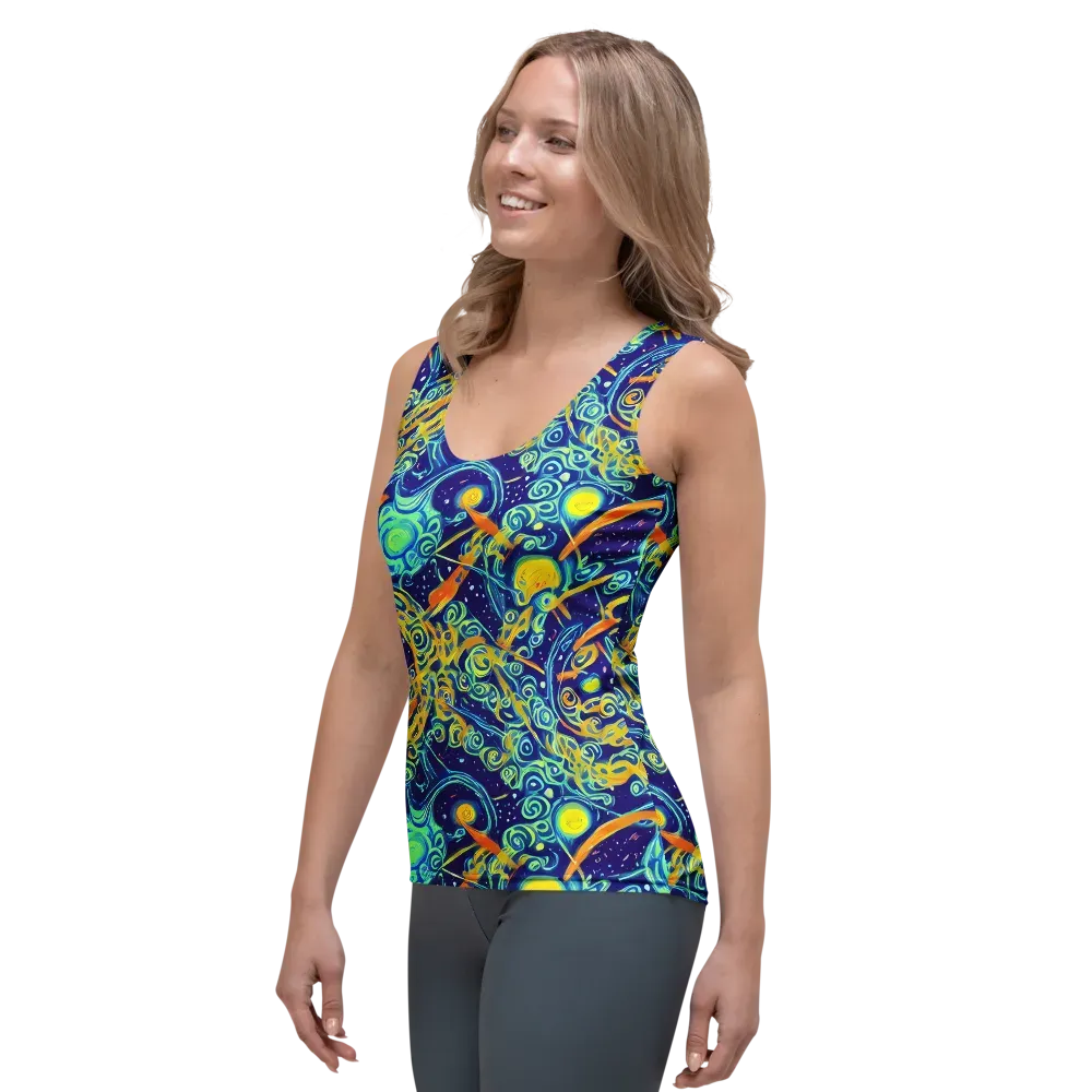 Blue Flame Cosmos on Women's Tank Top — Left Front
