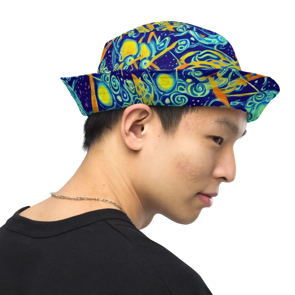 Blue Flame Cosmos on Reversible Bucket Hat — Right Outside