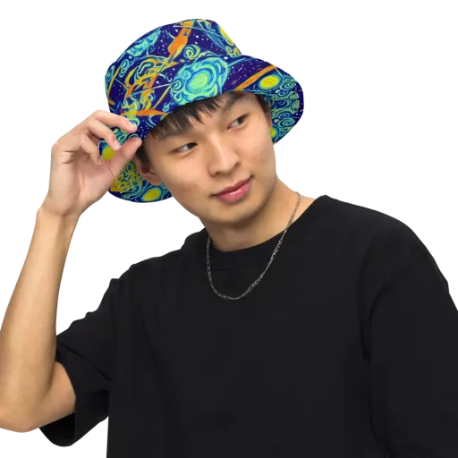 Blue Flame Cosmos on a Reversible Bucket Hat