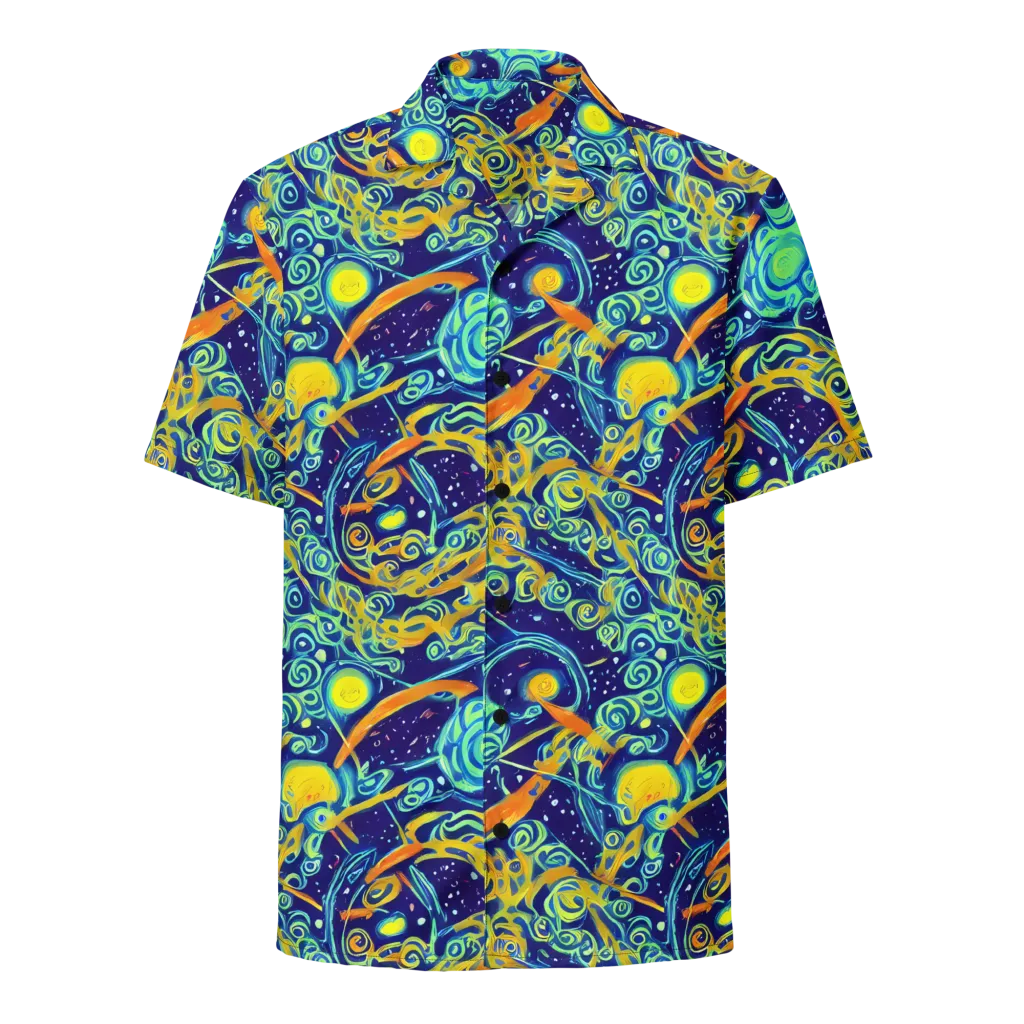 Blue Flame Cosmos on Button Shirt — Front