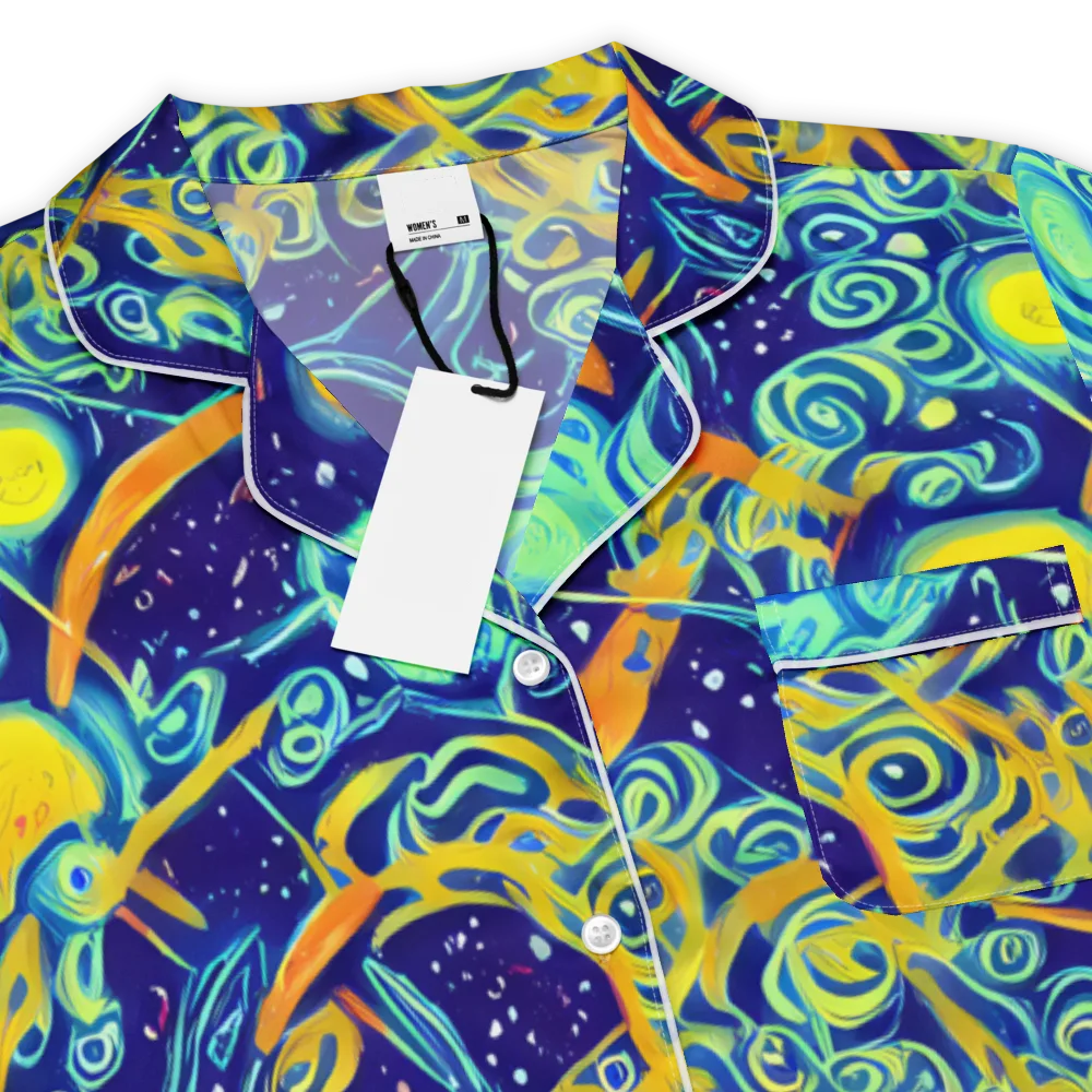 Blue Flame Cosmos on Women's Short Sleeve Pajama Top — Product details