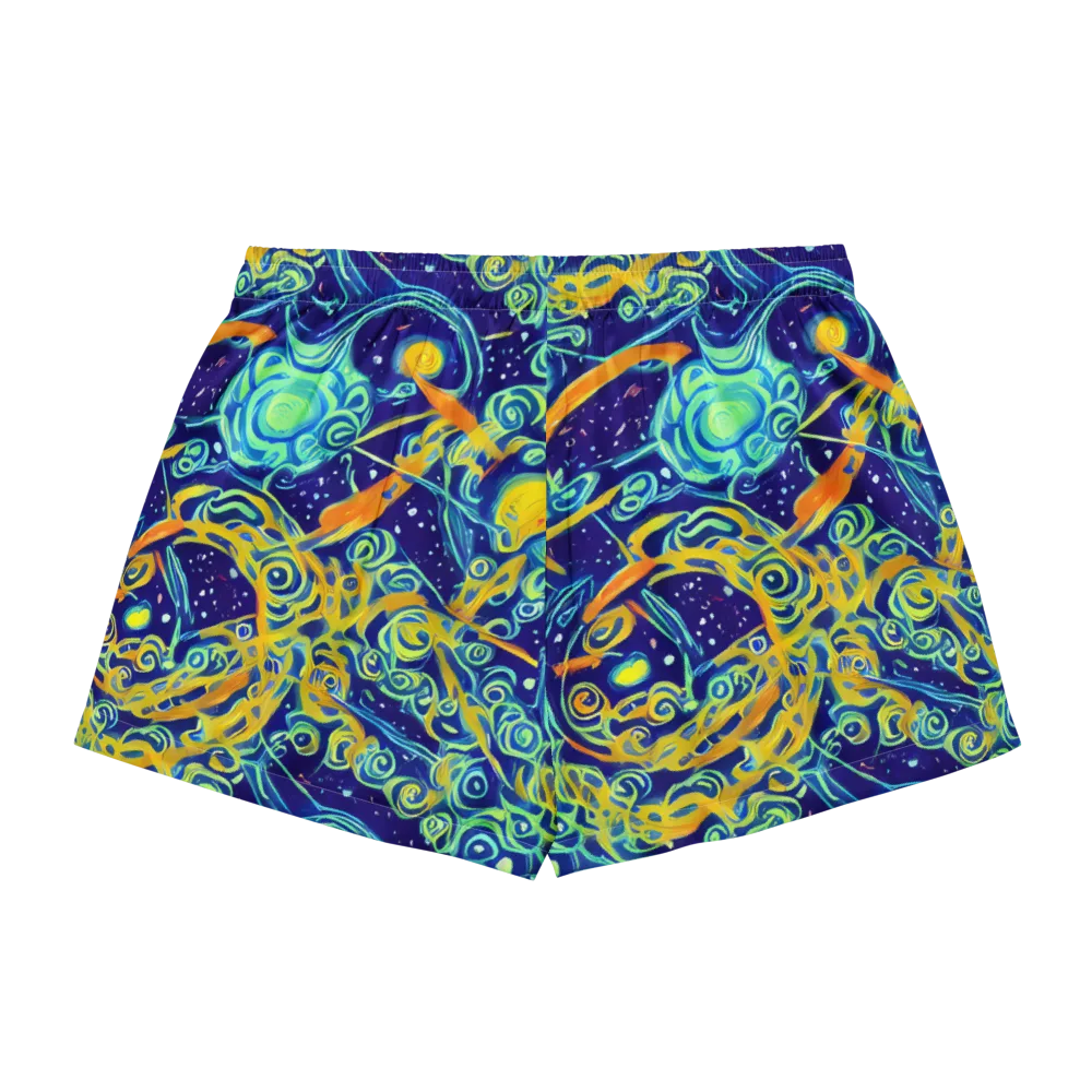 Blue Flame Cosmos on Women's Pajama Shorts — Back